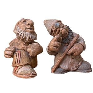 2 Gnomes or Trolls Plaster Figurines